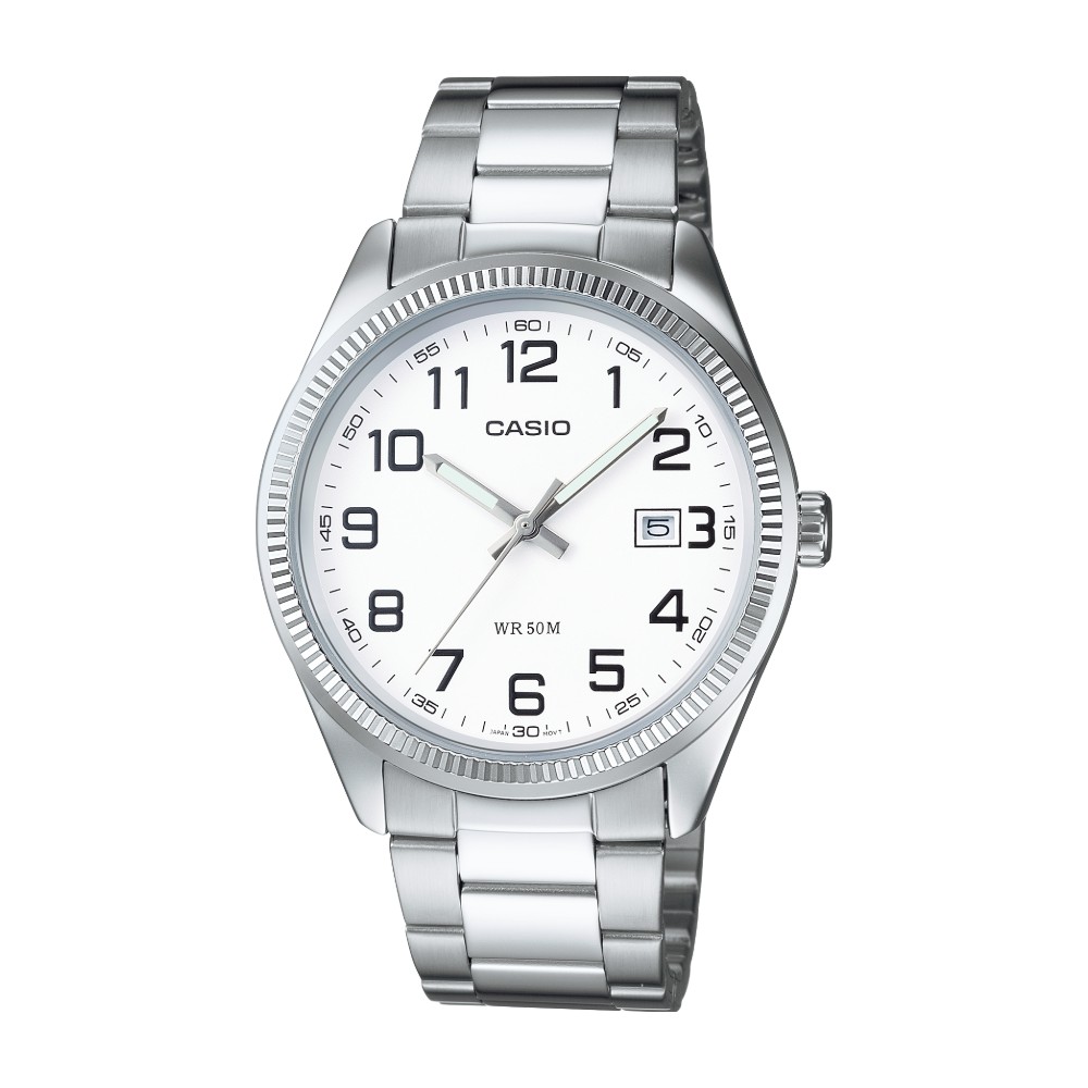 שעון Casio קלאסי לגבר, לוח לבן עם ספרות