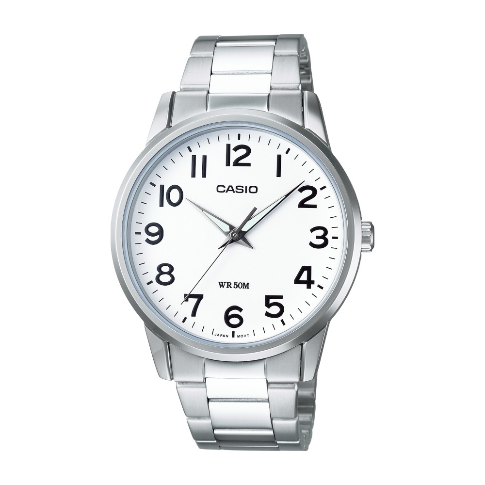 שעון Casio קלאסי לגבר, לוח לבן עם ספרות גדולות